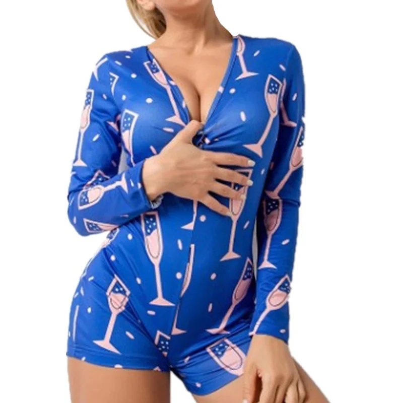 

Wholesale long sleeve sleep pajamas fall onesie adult sexy pj onesie romper for women