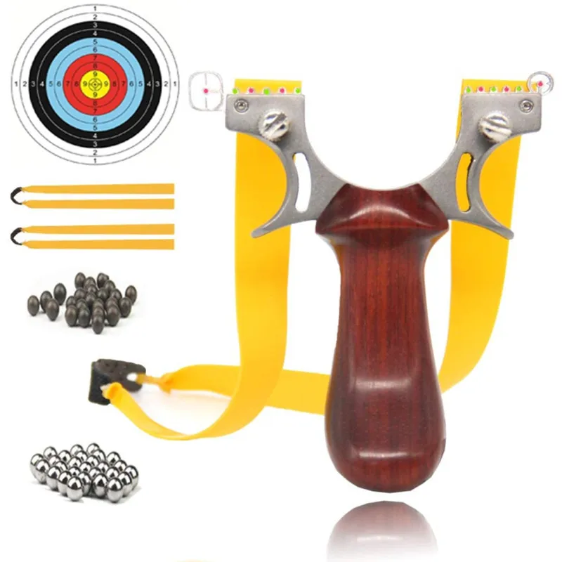 

China supplier powerful Wooden Stainless outdoor shooting Adult powerful catapult hunting slingshot, Photo color