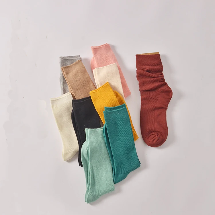 

Korean Fashion Laids Slouch Sock Soft Women Calcetines Solid Color Tube Young Girl Socks