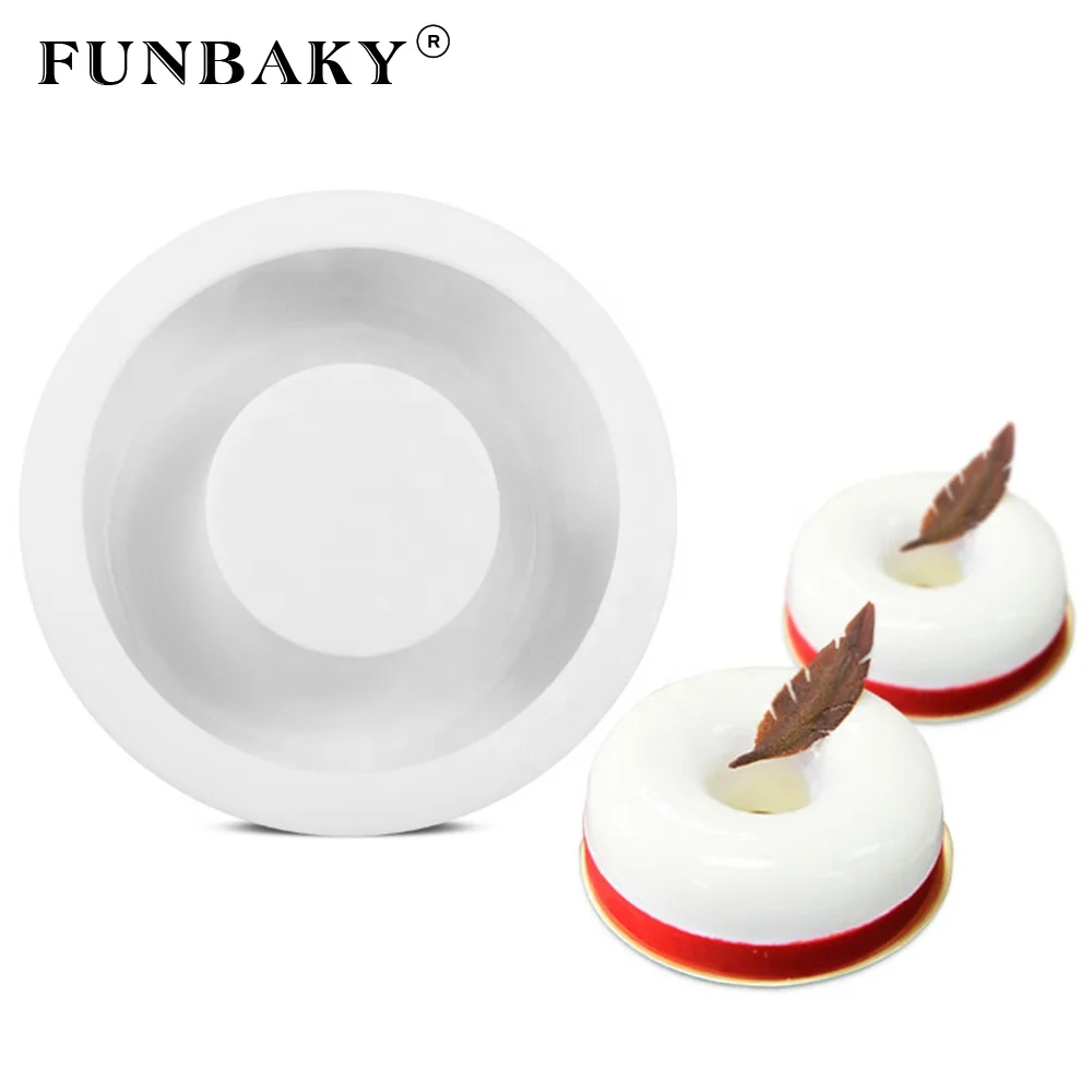 

FUNBAKY Baking mold single mold round ring shape large volume cake silicone mold mousse cake mould DIY for family party, Customized color