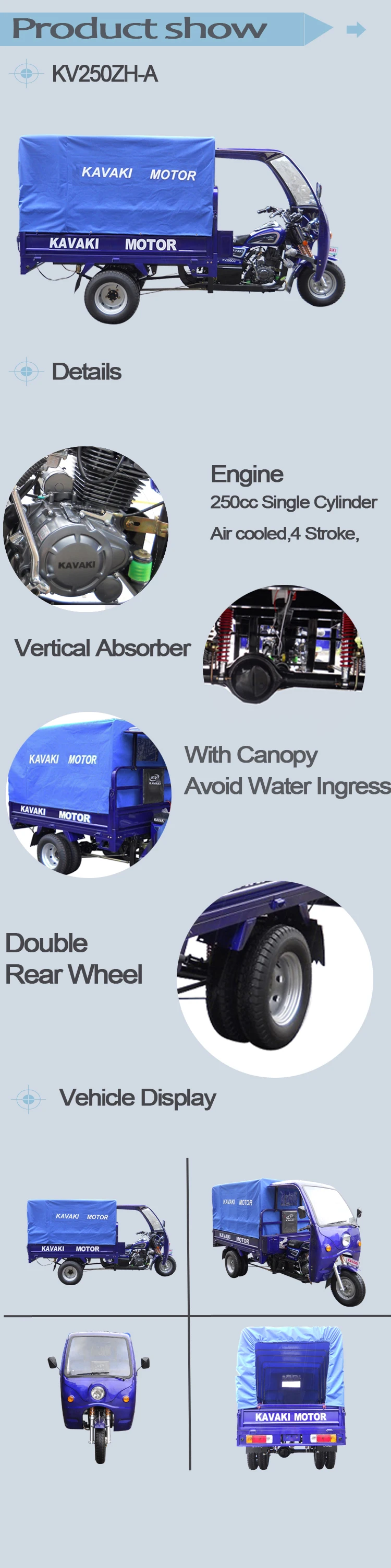 Hot Sale Cheap Prices 150cc Air Cooled Tricycle 5 Wheel Cargo Tricycle