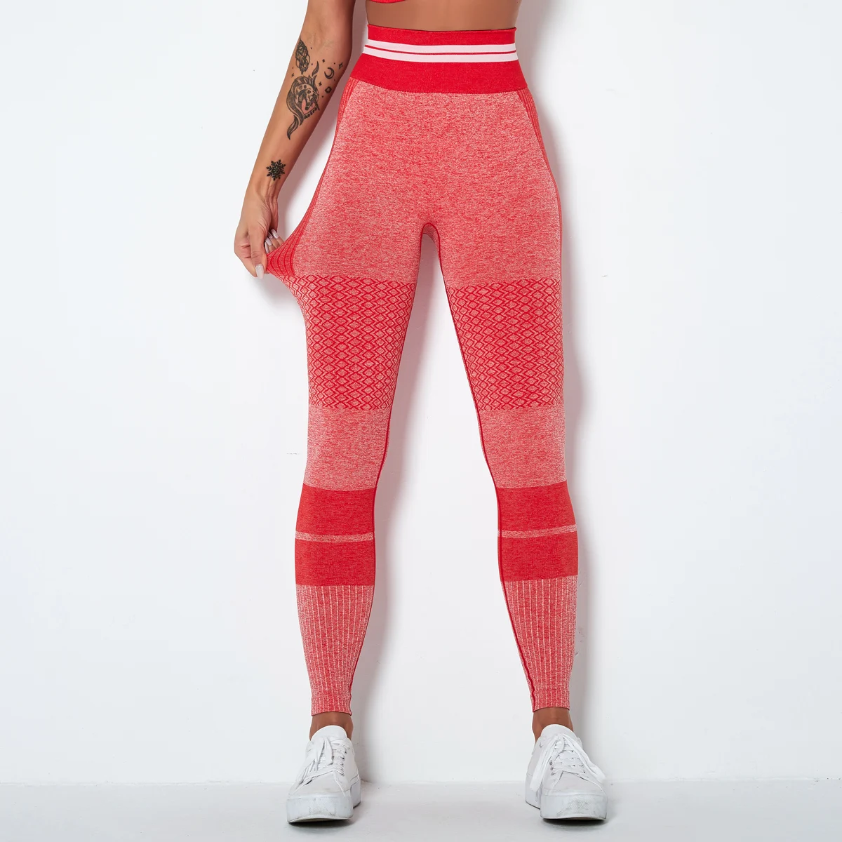 

Gym Striped Yoga Seamless Fitness High Waist Workout Sports Leggings For Women, Multi color optional