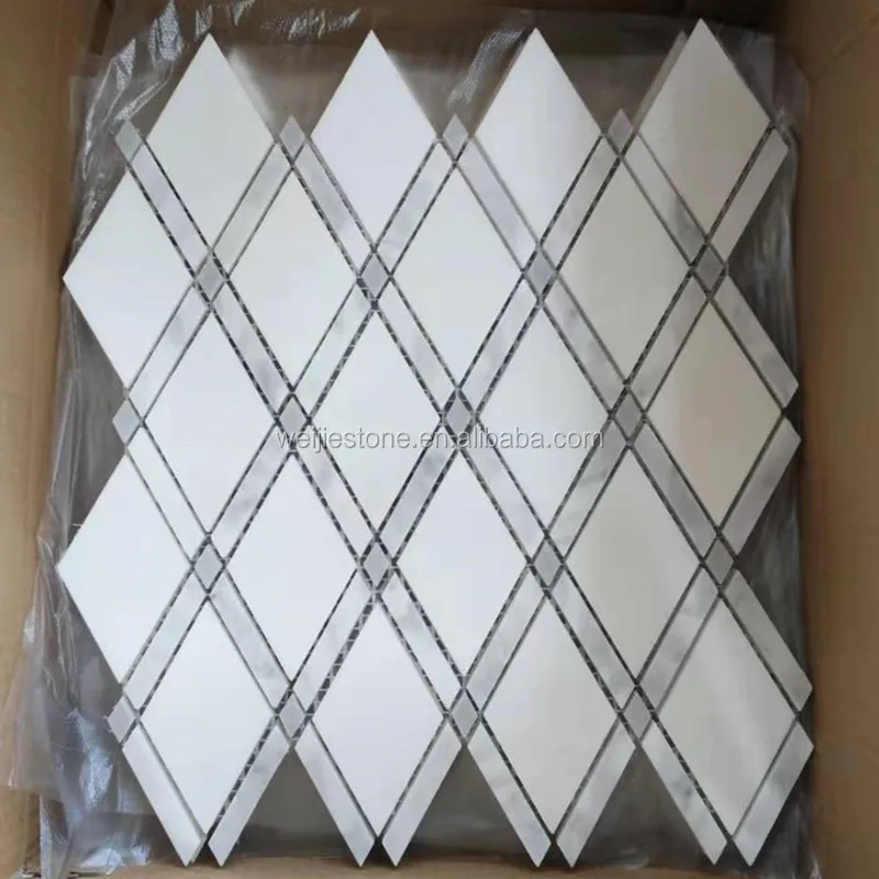 Rhombus Shaped Grey White Mosaic Diamond Marble Mosaic Tiles For Wall Buy Grey And White Mosaic Tile Rhombus Shaped Mosaic Diamond Marble Mosaic Tiles Product On Alibaba Com