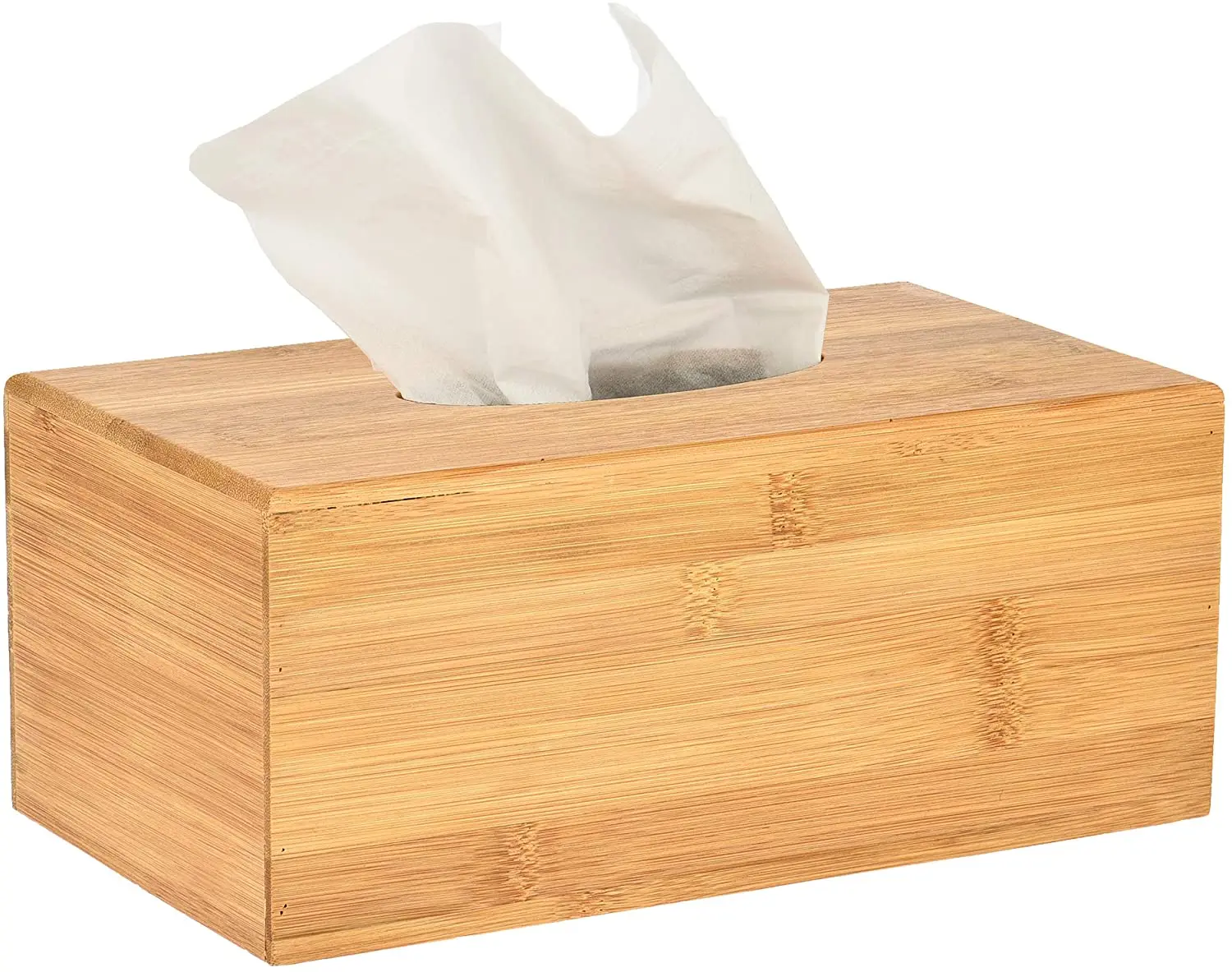 

Amazon 100% Biodegradable Eco Friendly Wooden Facial Tissue Box Decorative Bamboo Tissue Box Cover for Bathroom, Office Desk, Natural color