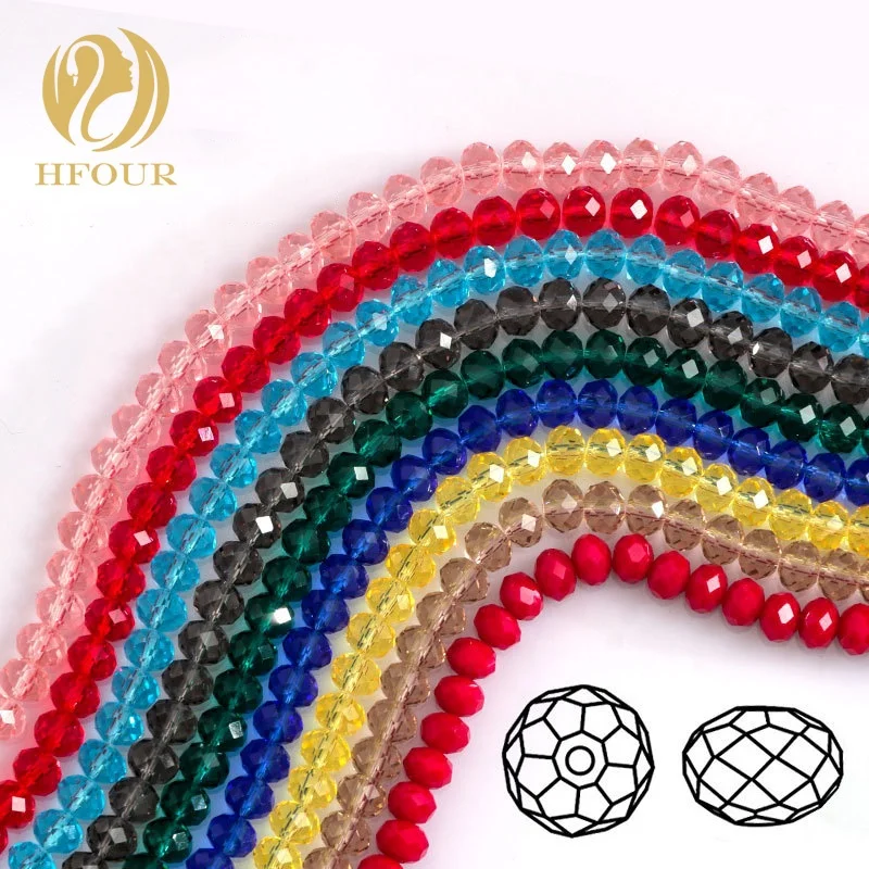 

Wholesale Colorful Round Glass beads Faceted Rondelle Crystal Glass For DIY Jewelry Making, Multi color