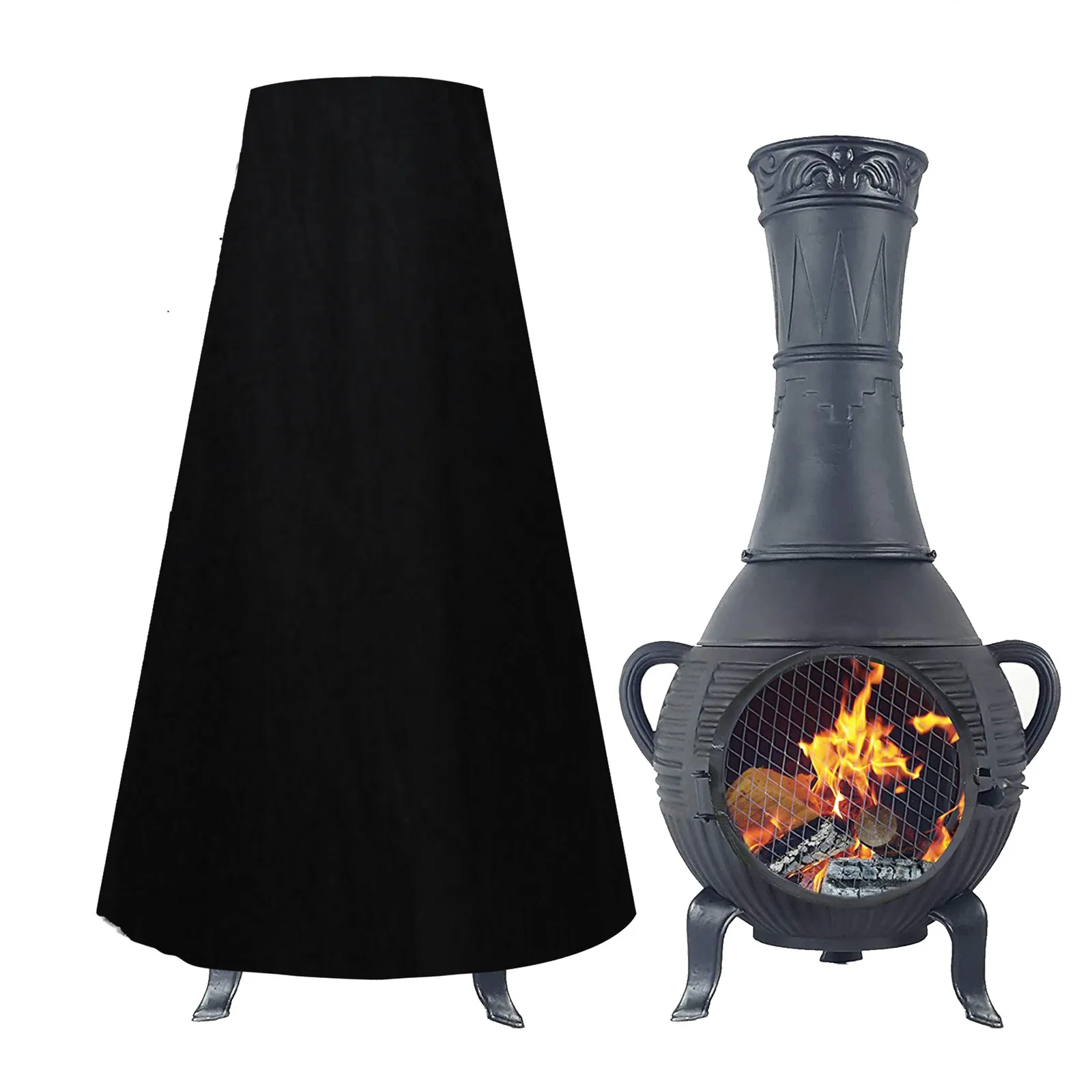 

Outdoor Chiminea Furnace Stove Rain Dust Protector Grill Cover, Brown, black