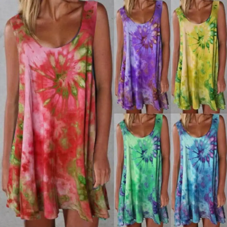 

Fashionable European and American Popular Skirt Women's Summer Tie Dye Dress Summer New Women