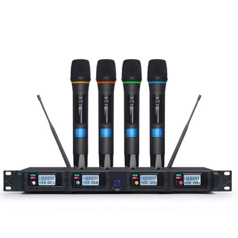 

Tiwa Professional Four Channel UHF Wireless Microphone handheld microphone headset microphone, Black