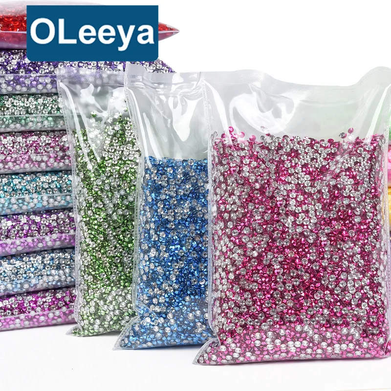 Oleeya Factory Wholesale Resin 3mm 4mm 5mm Resin Flatback Rhinestones Non Hotfix Rhinestone for Tumblers Resin Crafts DIY