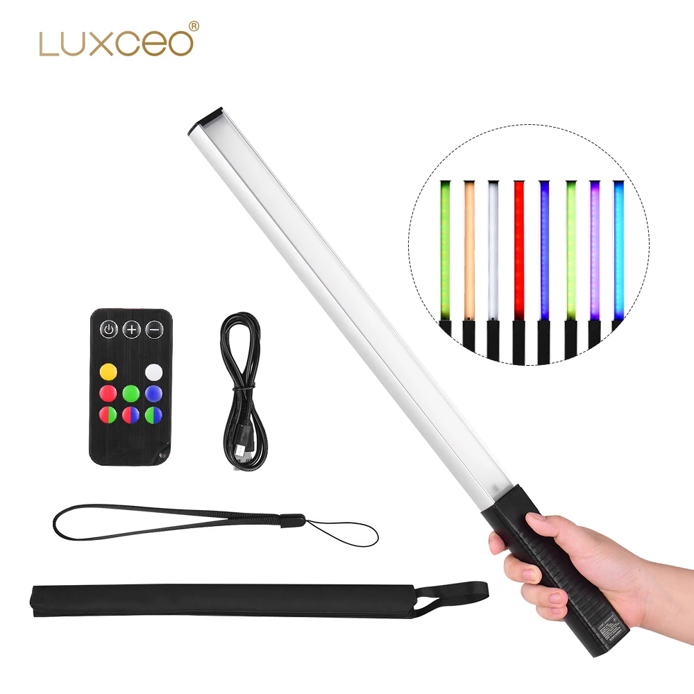 

LUXCEO Q508A 9W 1000LUX Handheld Light Wand LED Video USB Rechargeable Waterproof Ice Photography led multi-color video light