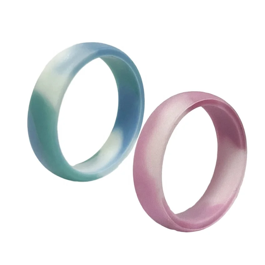 

Summer Marble Color Silicone Wedding Ring Couple Sport Rings For Women Men
