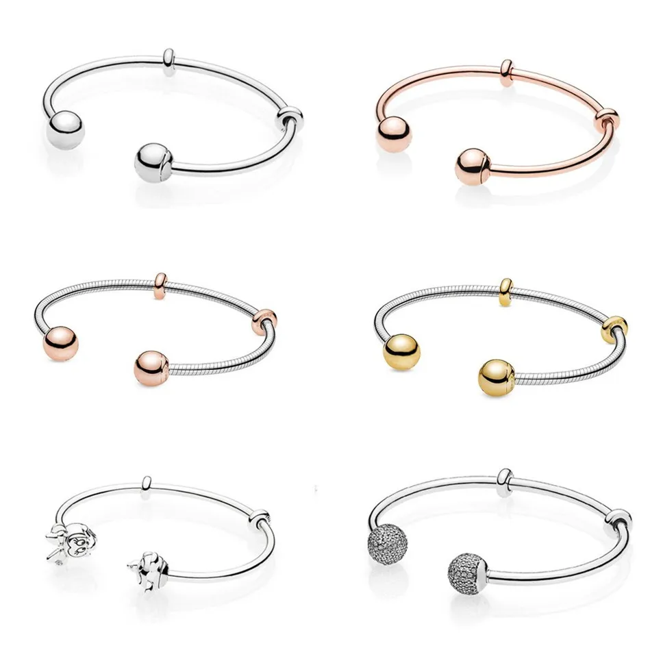 

S925 Sterling Silver Cuff Bracelet Stone Chain Rose Gold Luxury Bracelet Gold-Plated Summer Bracelets