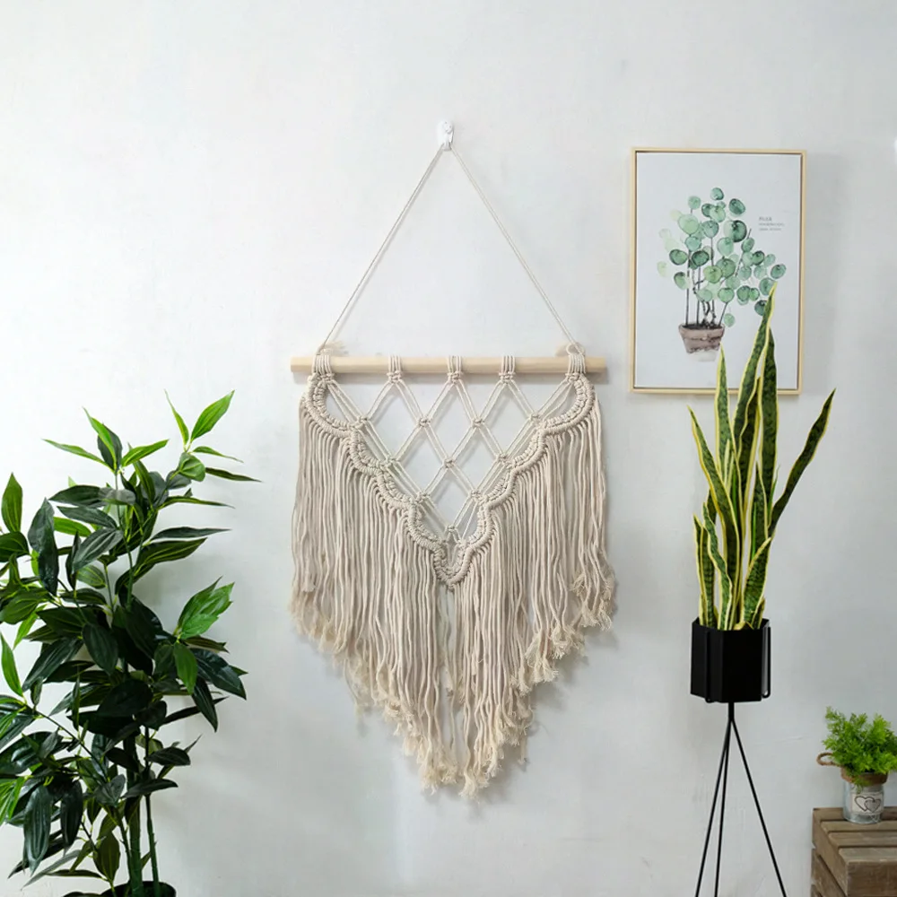 

Bohemia Style Handmade Woven Cotton Macrame Tassels Wall Hanging Home Decoration Tapestry