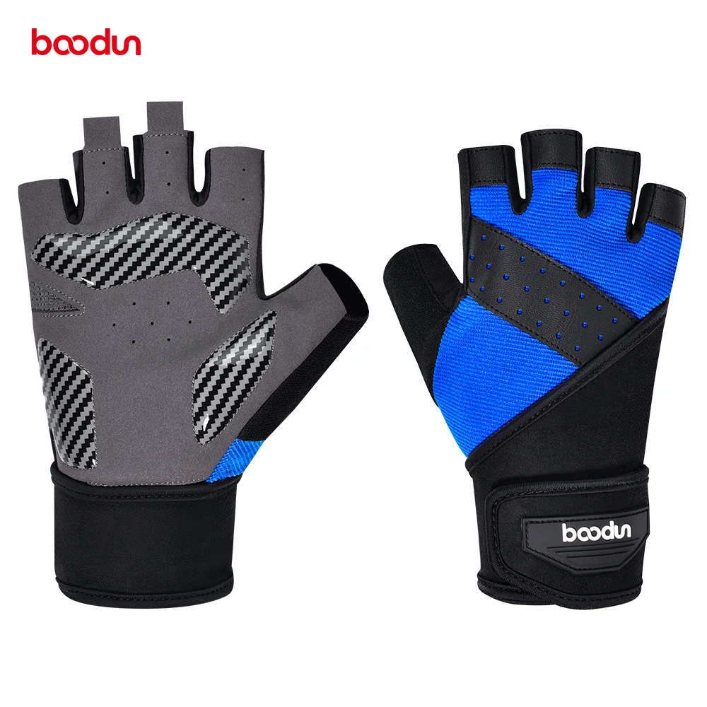 

boodun half finger wrist men gym weight lifting fitness gloves, Red white