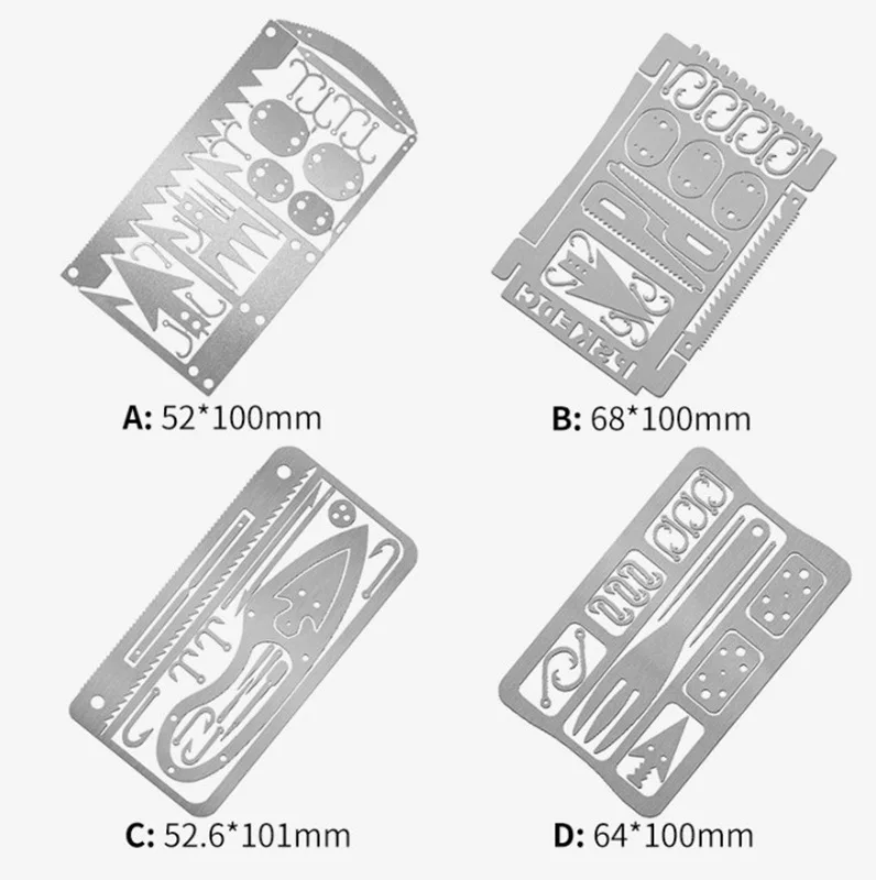 

Promotion Silver Fish Hunting Tool Card Outdoor Multi Functional edc Men Camping Stainless Steel Fishing Set, Black/silver
