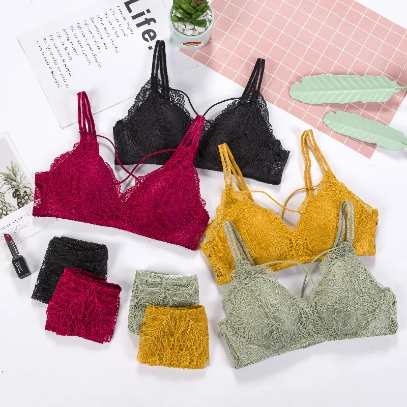 

Lace Embroidery Sexy Lingerie Bra set Push up Underwear Bra Set, Nude