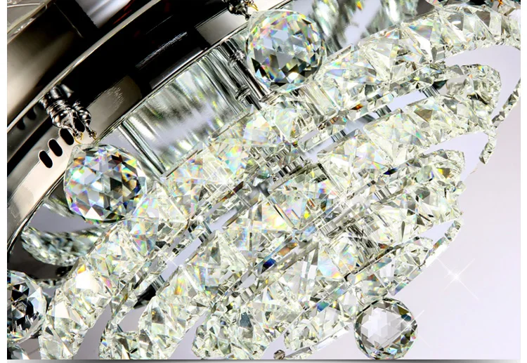 
Fandelier Crystal Ceiling Fans with Lights and Remote, LED 3 Light Settings Modern Invisible Retractable Chandelier Fan 