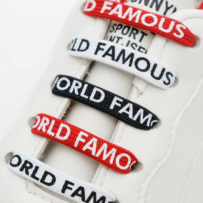 

Weiou Accessories Flat Polyester Printing World Famous Letter Shoelaces Trendy Fantastic Shoestring, 3 colors available, support any color