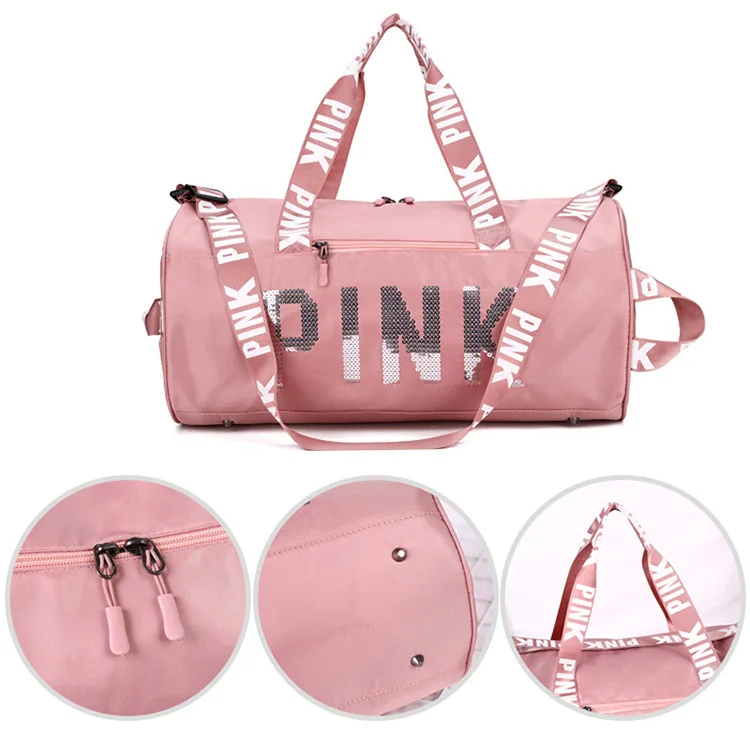 

Large Capacity Women Travel Bag Sequins Pink Waterproof Gym Sport Bags for Fitness Training Yoga Duffle Bag
