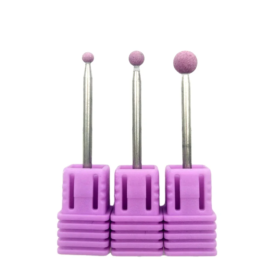 

HYTOOS Ball Pink Corundum Nail Drill Bit 3/32" Rotary Ceramic Stone Burr Manicure Electric Drill Accessory Nail Salon Tools