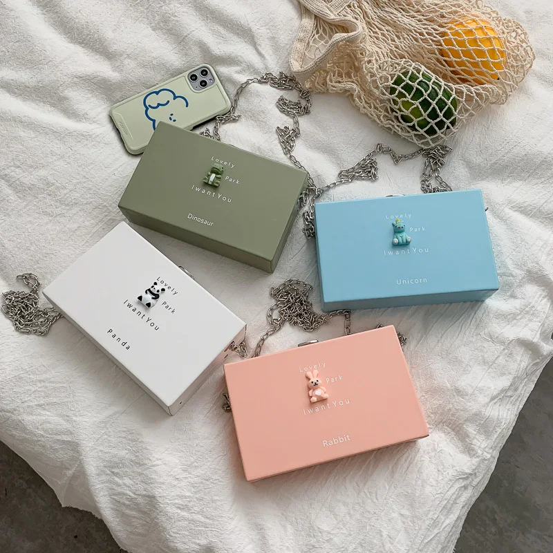 

2021 cheap trending cute 3D animal fruit clutch purse handbag purses Pu Square box Bag Handbag Women coins purse mini bag girl, Colorful