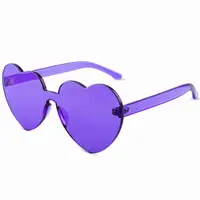 

Lueer 2817 2019 fashion One Piece Heart Shaped Rimless Sunglasses Transparent Candy Color Eyewear