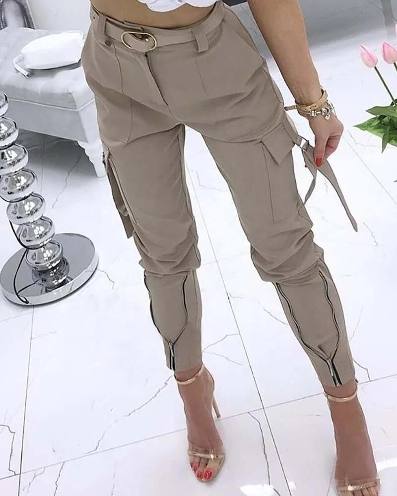 

New Fashion Streetwear Women Casual Plus Size Cargo Pants Slim Vintage Trouser