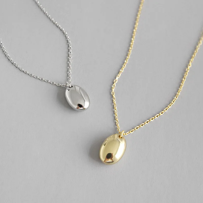 

Sterling Silver Jewelry Gold Silver Plating Geometric Oval Round Necklace 925 Sterling Silver Oval Waterdrop Pendant Necklace
