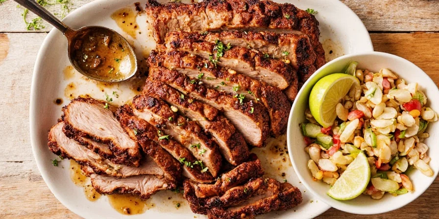 Grilled pork chop with herbs
