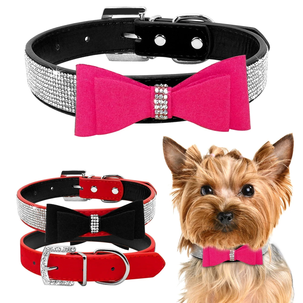 

Rhinestone Dog Collar Leather Pet Collar for Small Dogs Pink Red Dogs Collar for Large Pet Labrador S M L