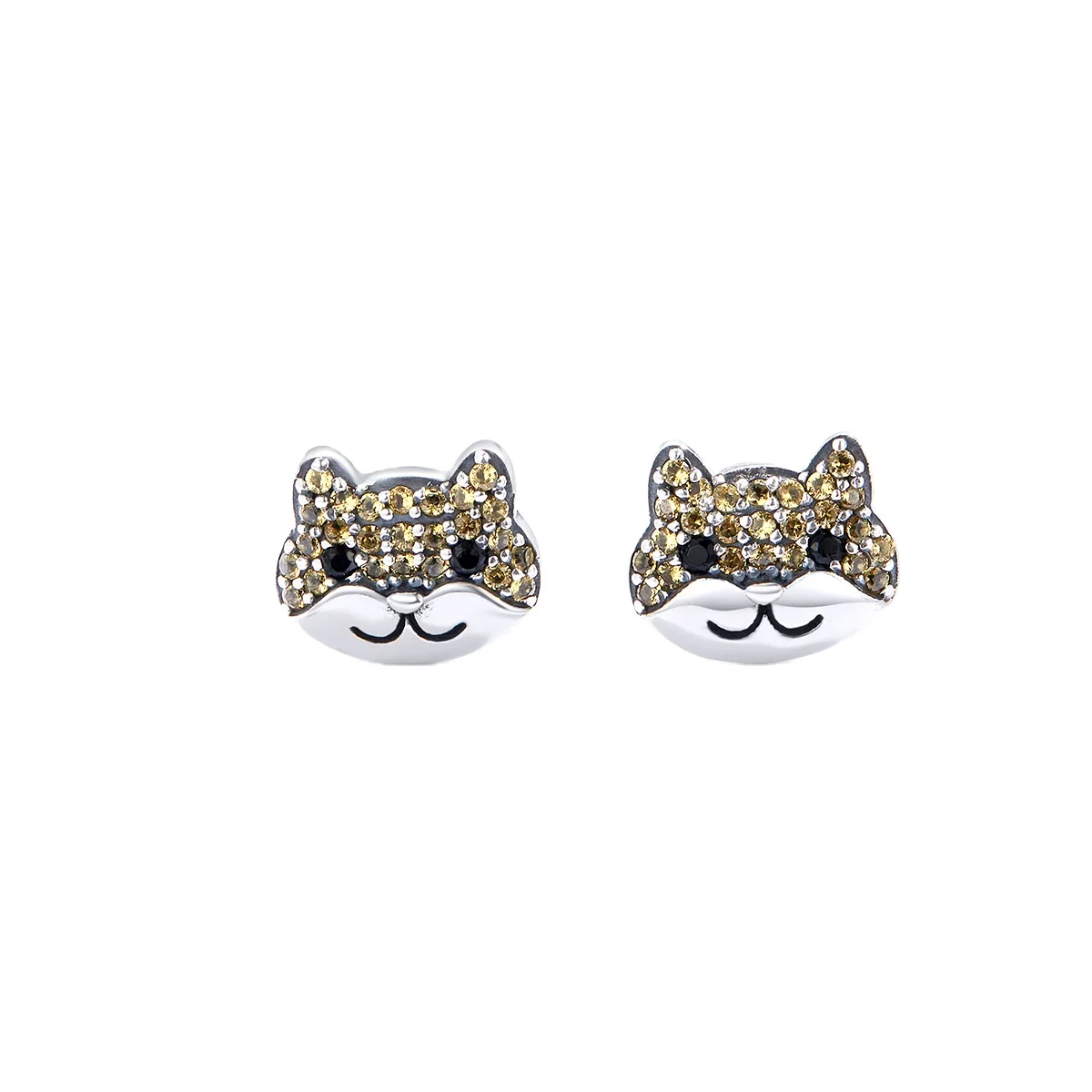 

925 Sterling Silver New Type Animal Yellow Cz Statement Tiny Earrings