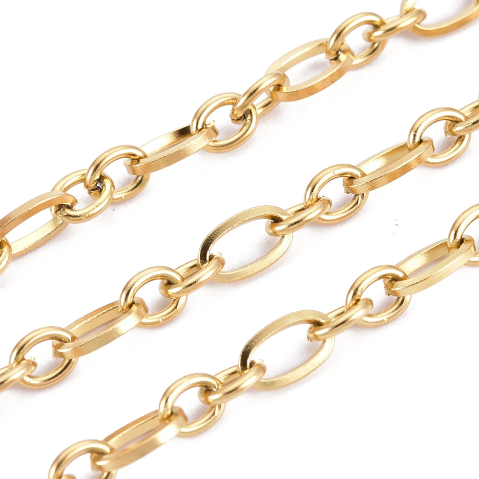 

PandaHall 3mm 304 Stainless Steel Mother Son Figaro Chains, Golden