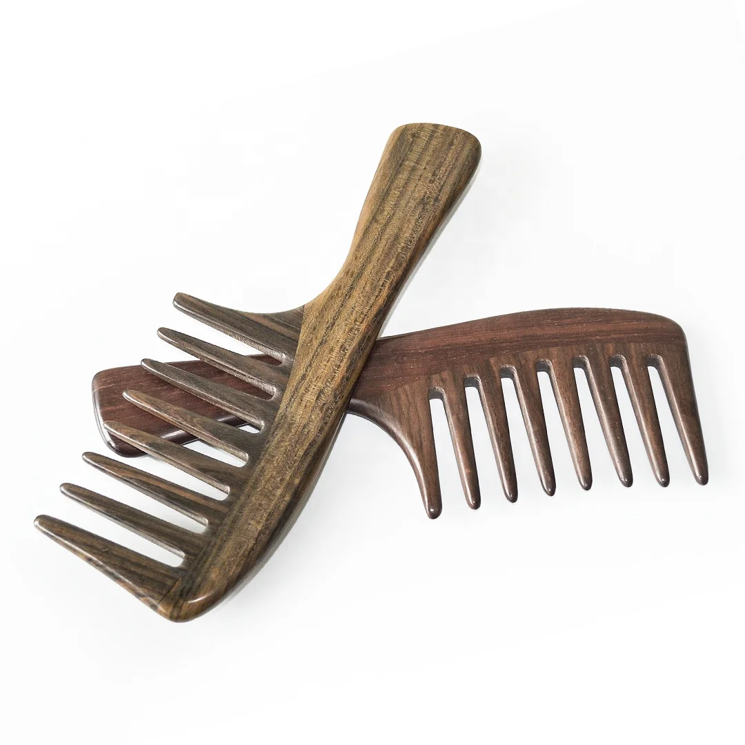 

New Arrival Custom Logo Biodegradable Rare Wood Wide Tooth Hair Detangling Comb