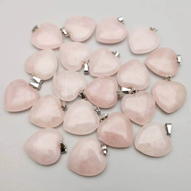 

Factory hot sale rose quartz crystal heart pendant rose quartz rock crystals healing stones, Natural color pendant