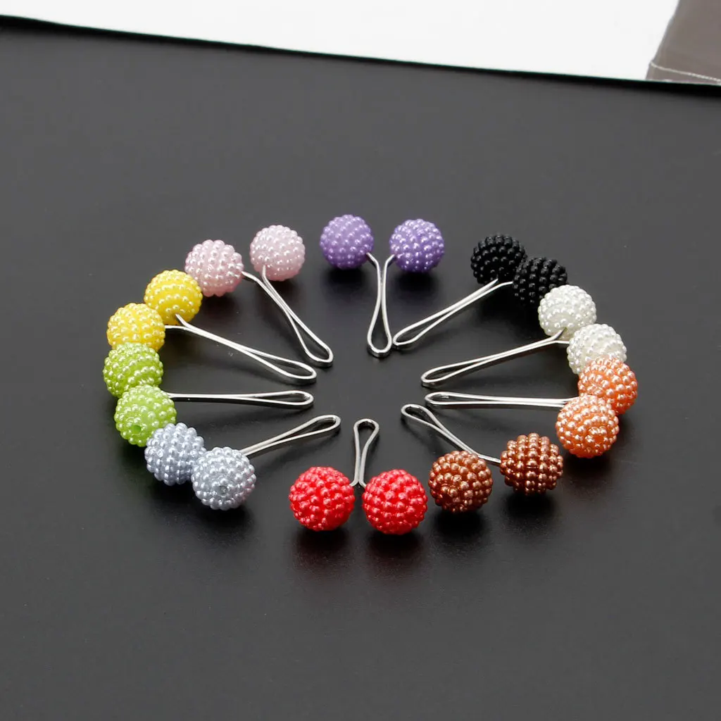 

2021 Top selling ball silk button fashion scarf neckline pearl hair clip