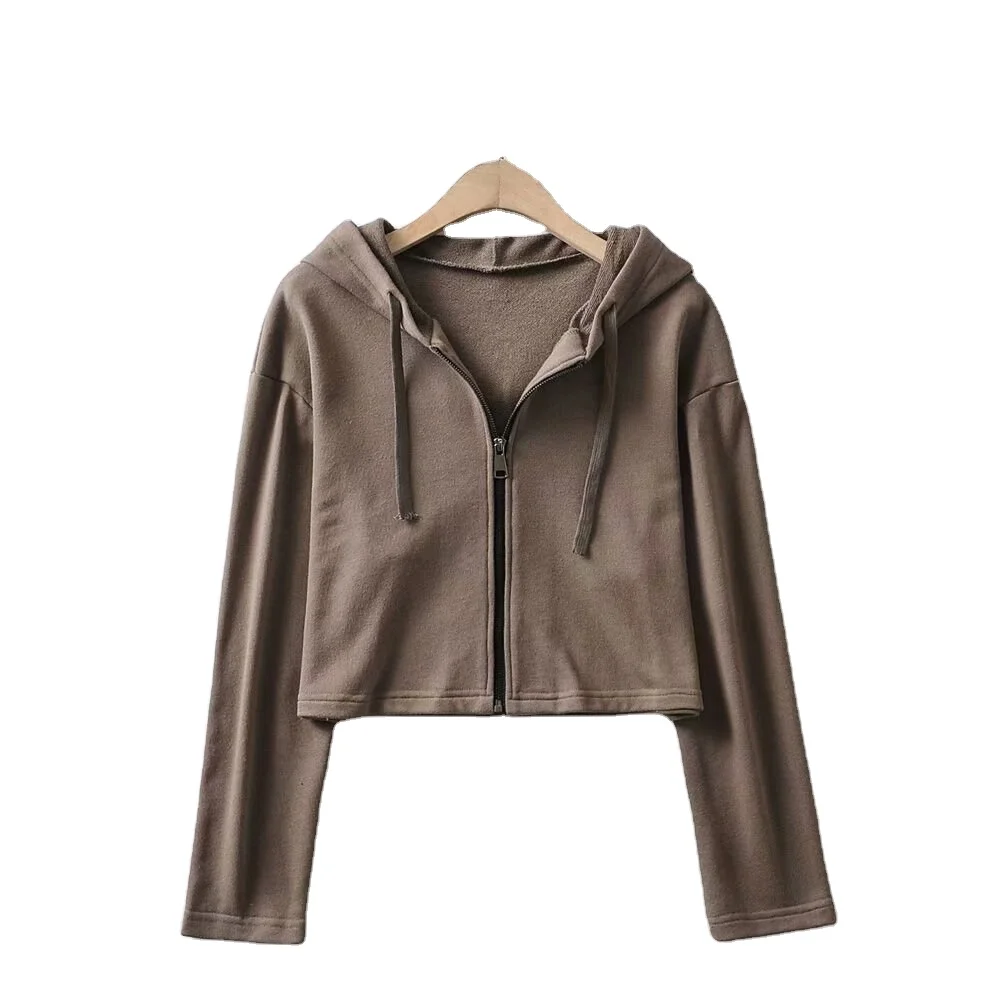 

Customized Hooded Sweatshirt Jacket Short Loose Top Pullover