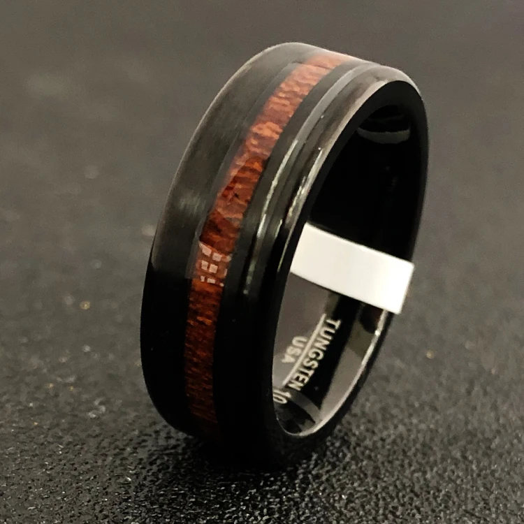 

Zimas Custom Zebra Wood Inlay Tungsten Rings Hot Selling 8 mm Wedding Ring For Men Women