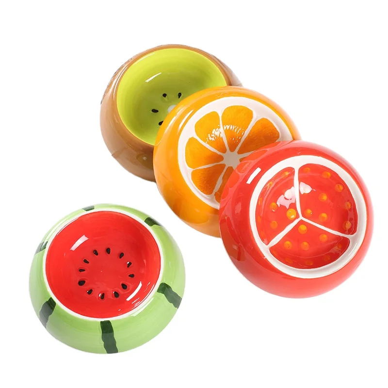 

Cat Bowl Ceramic anti overturning ceramic dog bowl lovely fruit hamster bowl