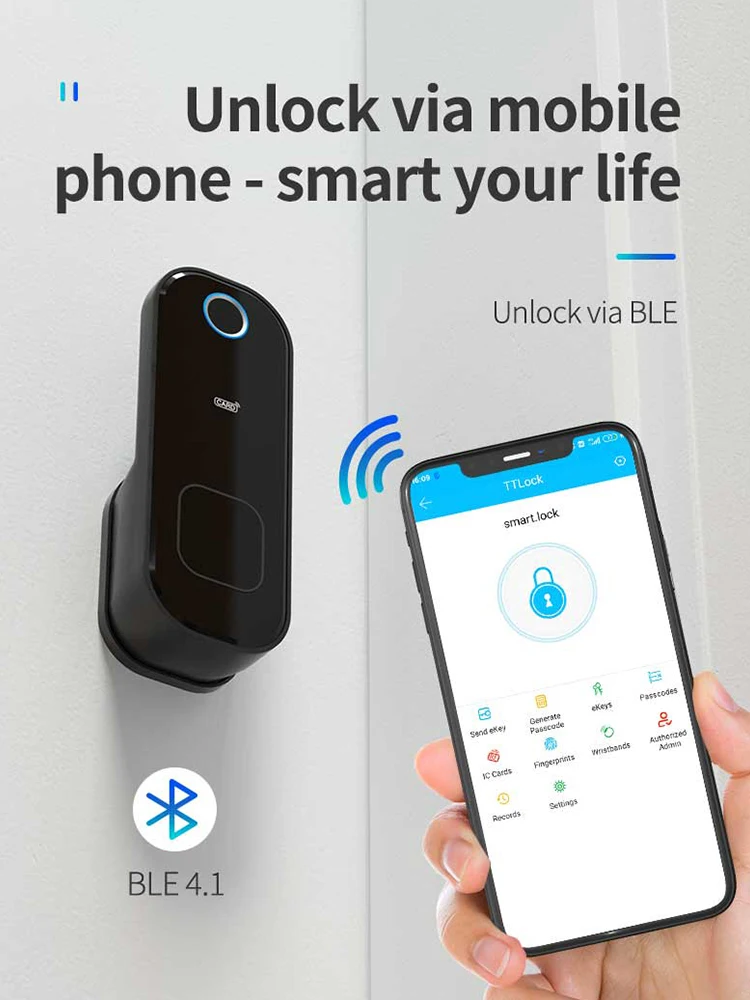 قفل إلكتروني رقمي إلكتروني Hido Wifi Biometric مع تطبيق TTlock قفل ذكي بصمة الإصبع