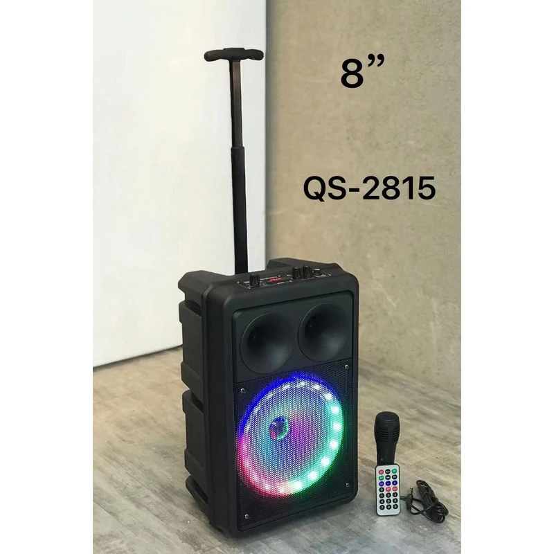 

QS-2815 Top Seller Wireless Speaker KIMISO 8inch Small Rrolley Speaker With Microphone