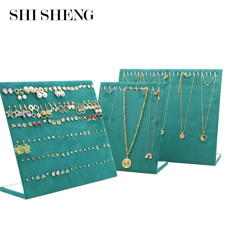 

SHI SHENG Green Bracelet Necklace Boards Velvet Jewelry Set Display Stand