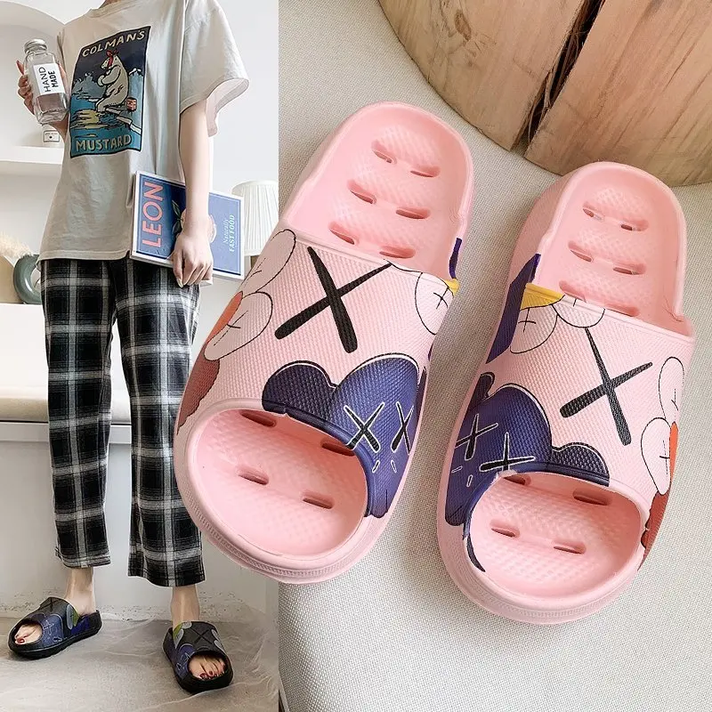 

Slippers women 2021 new fashion outer wear indoor non-slip bath drag cute cartoon home sandals and slippers net red can be wet, Black/yellow/beige/pink