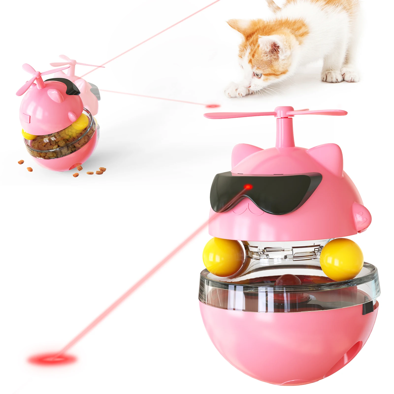 

High-quality material pet supplies infrared laser pet toy electric funny cat turntable ball tumbler lucky cat toy