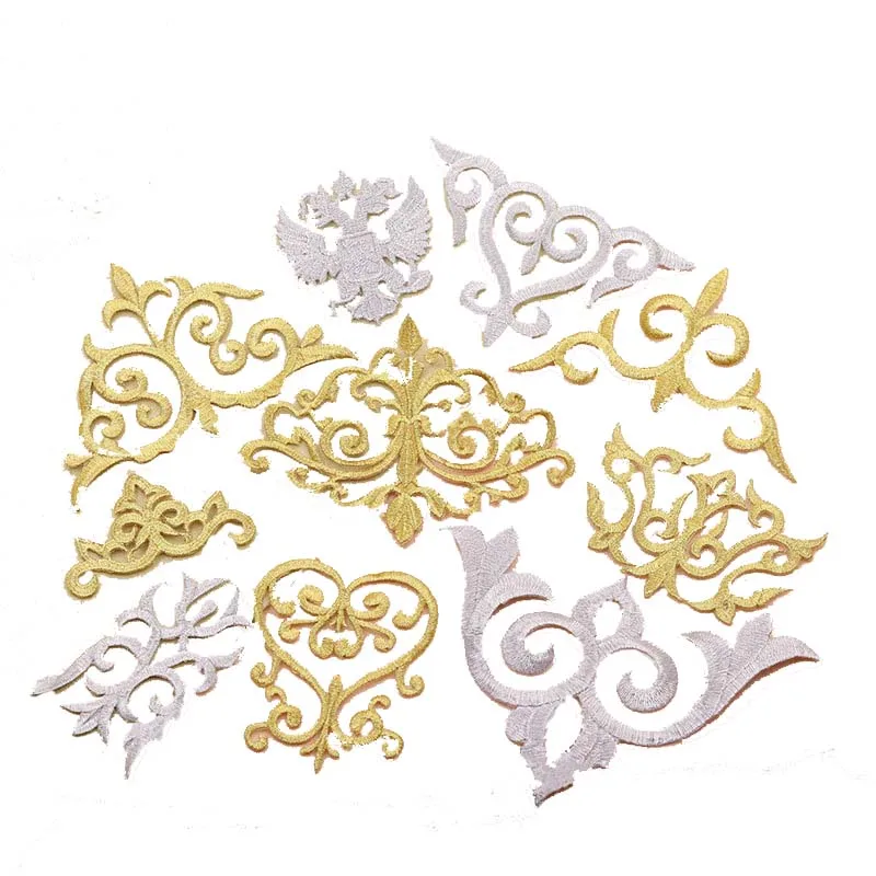Fashion COS Dance Dress Cloud Patch Sticker Iron-on Applique Embroidery Accessories Cheap Gold Silver Geometric Hotfix Patch