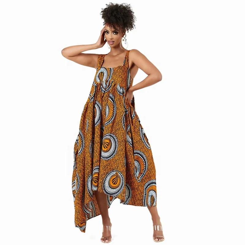

Summer new arrival women fashion printed casual loose fat girl strap dress sleeveless irregular outdoor maternity clothes, Two colors or customized