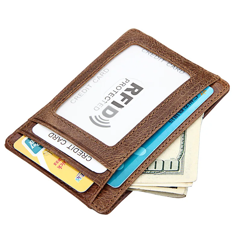 

Manufacturers supply minimalist leather wallet with card holder magnet buckle wallet ID card holder anti RFID card sleeve, Assorted