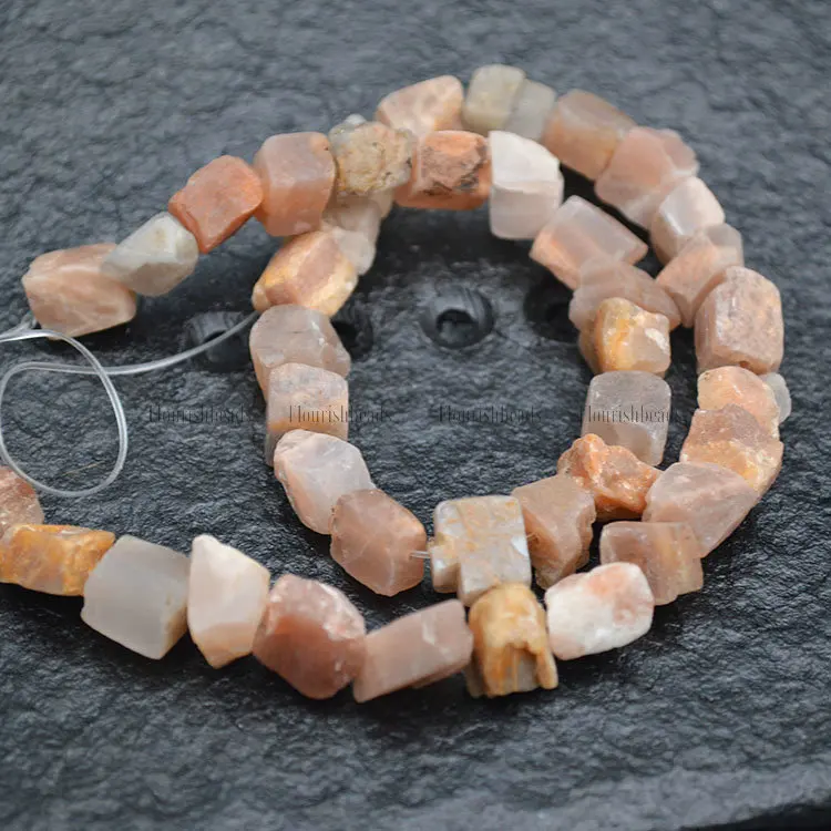 

Natural Sunstone Peach Moonstone Raw Mineral Rough Stone Nugget Loose Beads Jewelry making materials