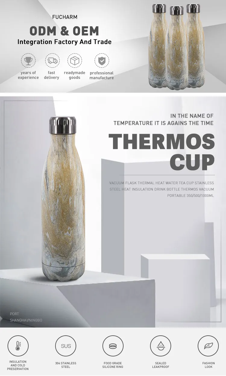 Wholesale Stainless Steel Double Wall Cola Shaped Sport Insulated Water Bottle 350 Ml 500 Ml 750 Ml 1000 Ml