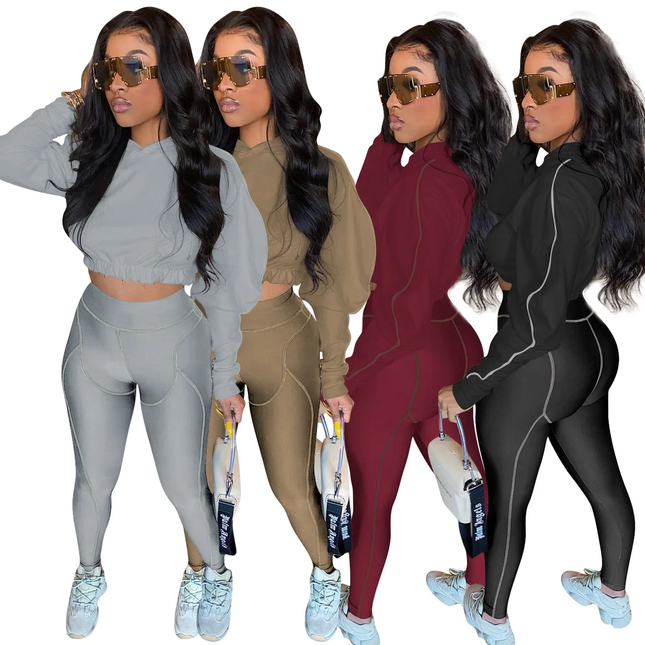 

Fall Clothing Sportswear Ladies 2 Piece Set Women Hoodie Jogging Crop Top TracksuitsTwo Piece Set Woman Two Piece Set, Picture