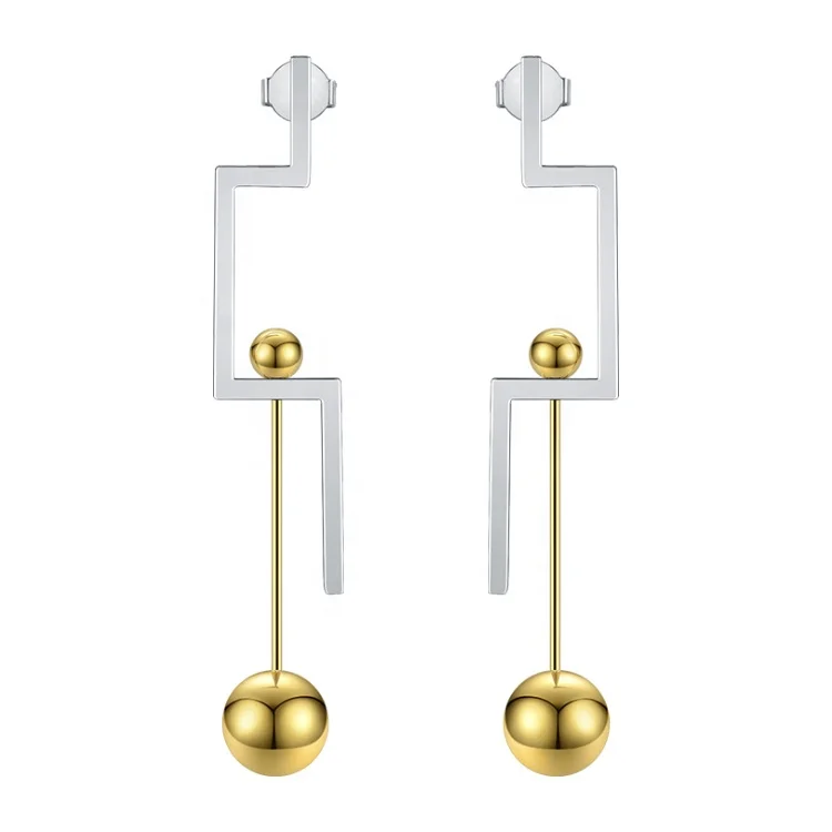 

Fashion Jewelry Geometric Gold Color Ball Drop Earrings for Women Stainless Steel Long Hanging Earrings Oorbellen EB191025